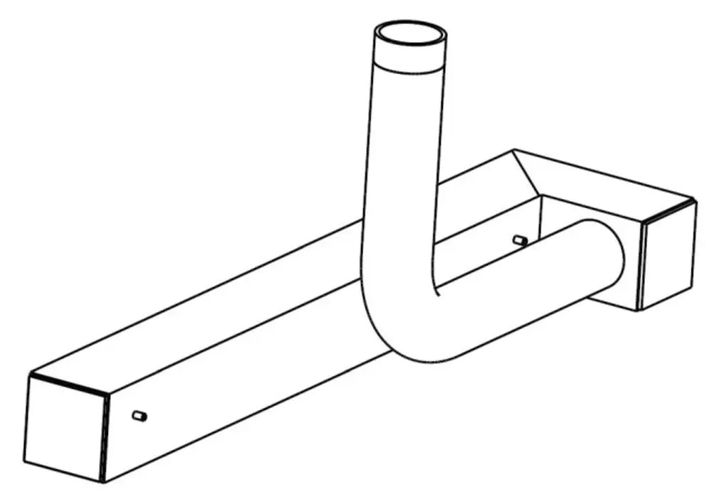 Vorlauf Gussblock mit gebogenem Rohr und rechteckiger Basis, eingesetzt in Heizsystemen, hergestellt von der Marke Wolf.